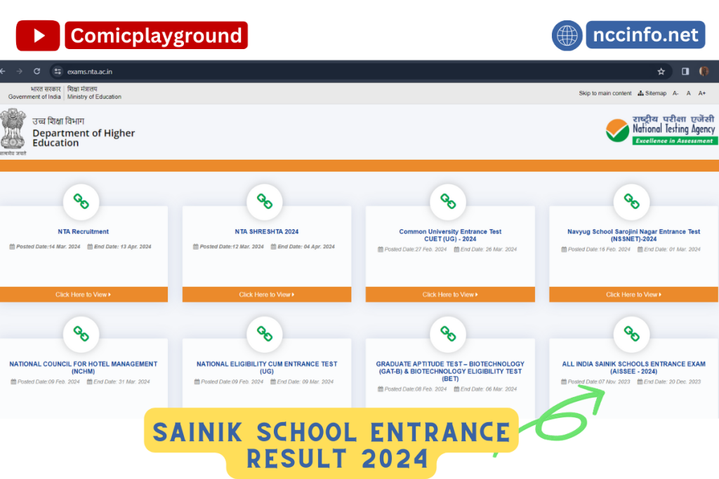 Exciting Update SAINIK School Entrance exam Results